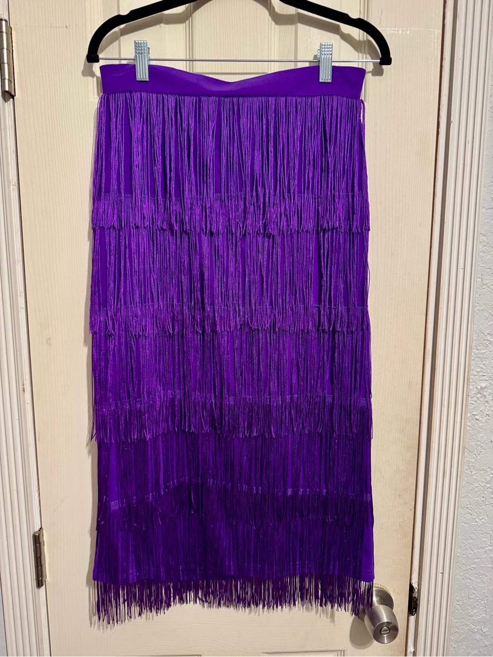 NWT La’ Ros Purple Fringe Midi Skirt
